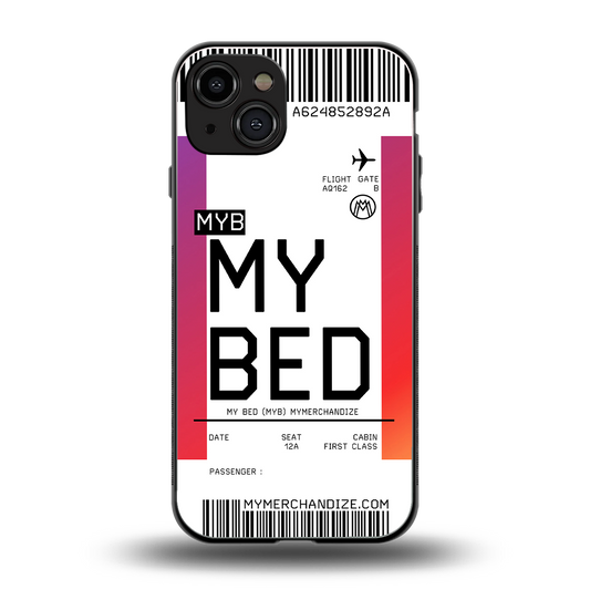 my bed boarding pass ticket back phone cover | glass case for iphone 15