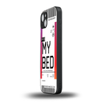 my bed boarding pass ticket back phone cover | glass case for iphone 15