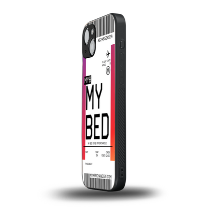 my bed boarding pass ticket back phone cover | glass case for iphone 15