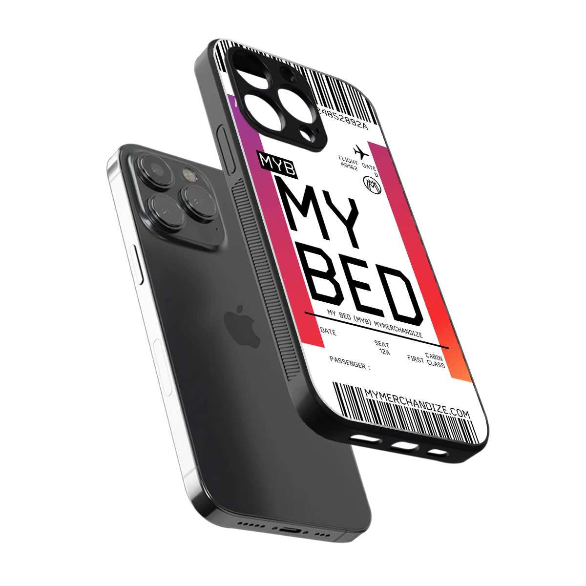 my bed boarding pass ticket back phone cover | glass case for iphone 15 pro