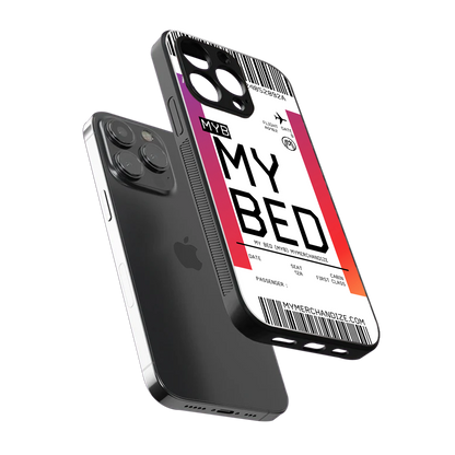 my bed boarding pass ticket back phone cover | glass case for iphone 15 pro