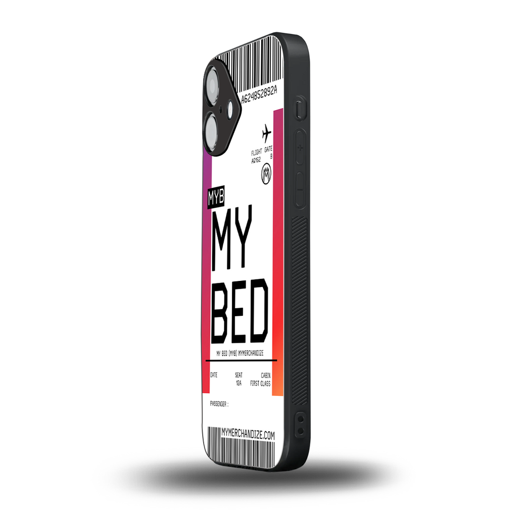 my bed boarding pass ticket back phone cover | glass case for iphone 16 plus