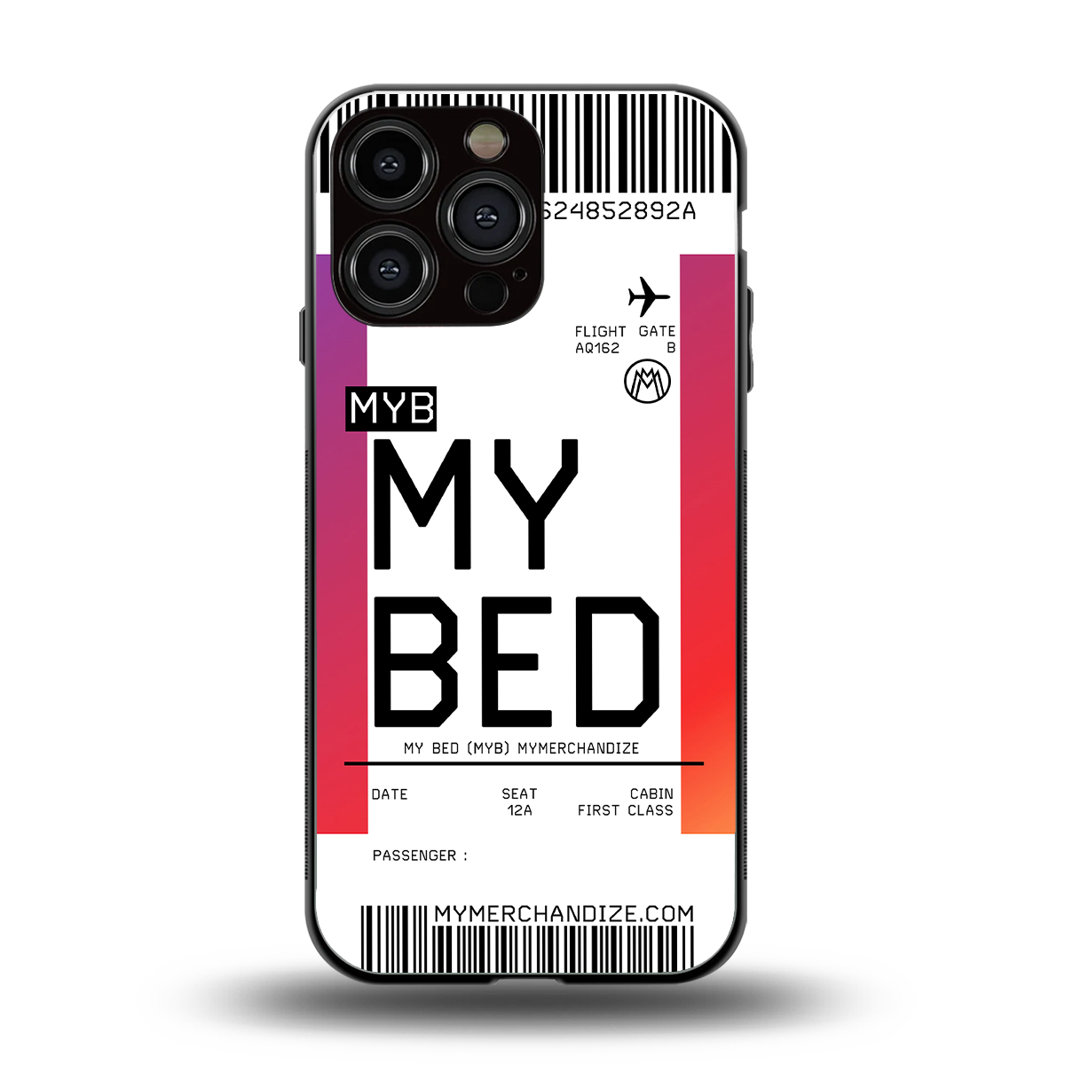 my bed boarding pass ticket back phone cover | glass case for iphone 16 pro max