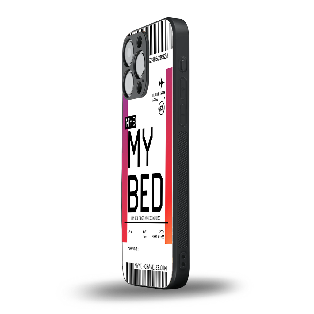 my bed boarding pass ticket back phone cover | glass case for iphone 16 pro max
