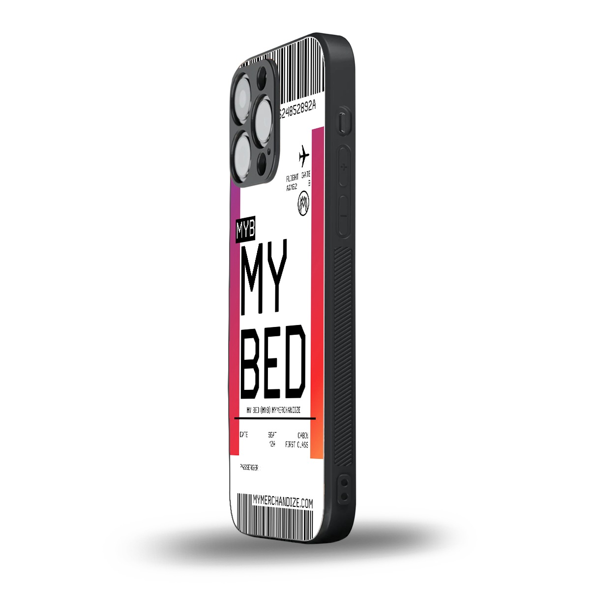 my bed boarding pass ticket back phone cover | glass case for iphone 16 pro max
