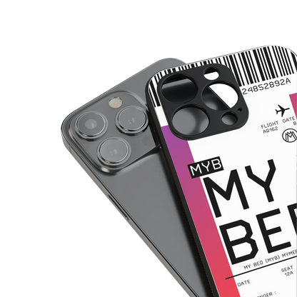 my bed boarding pass ticket back phone cover | glass case for iphone 13 pro max