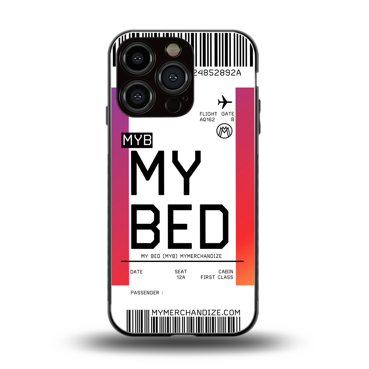 my bed boarding pass ticket back phone cover | glass case for iphone 16 pro