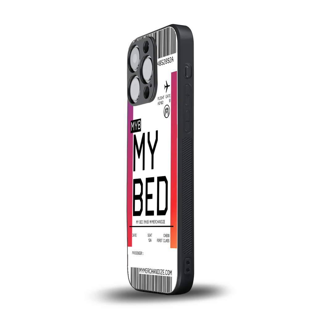my bed boarding pass ticket back phone cover | glass case for iphone 16 pro