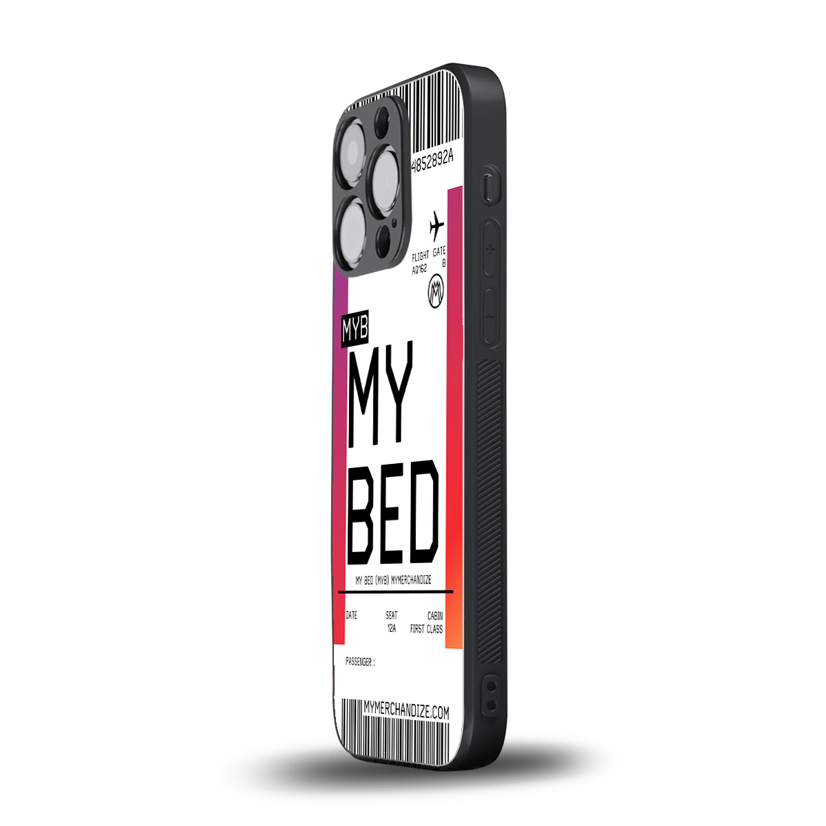 my bed boarding pass ticket back phone cover | glass case for iphone 16 pro