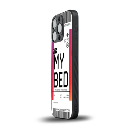 my bed boarding pass ticket back phone cover | glass case for iphone 16 pro