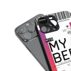 my bed boarding pass ticket back phone cover | glass case for iphone 16 pro