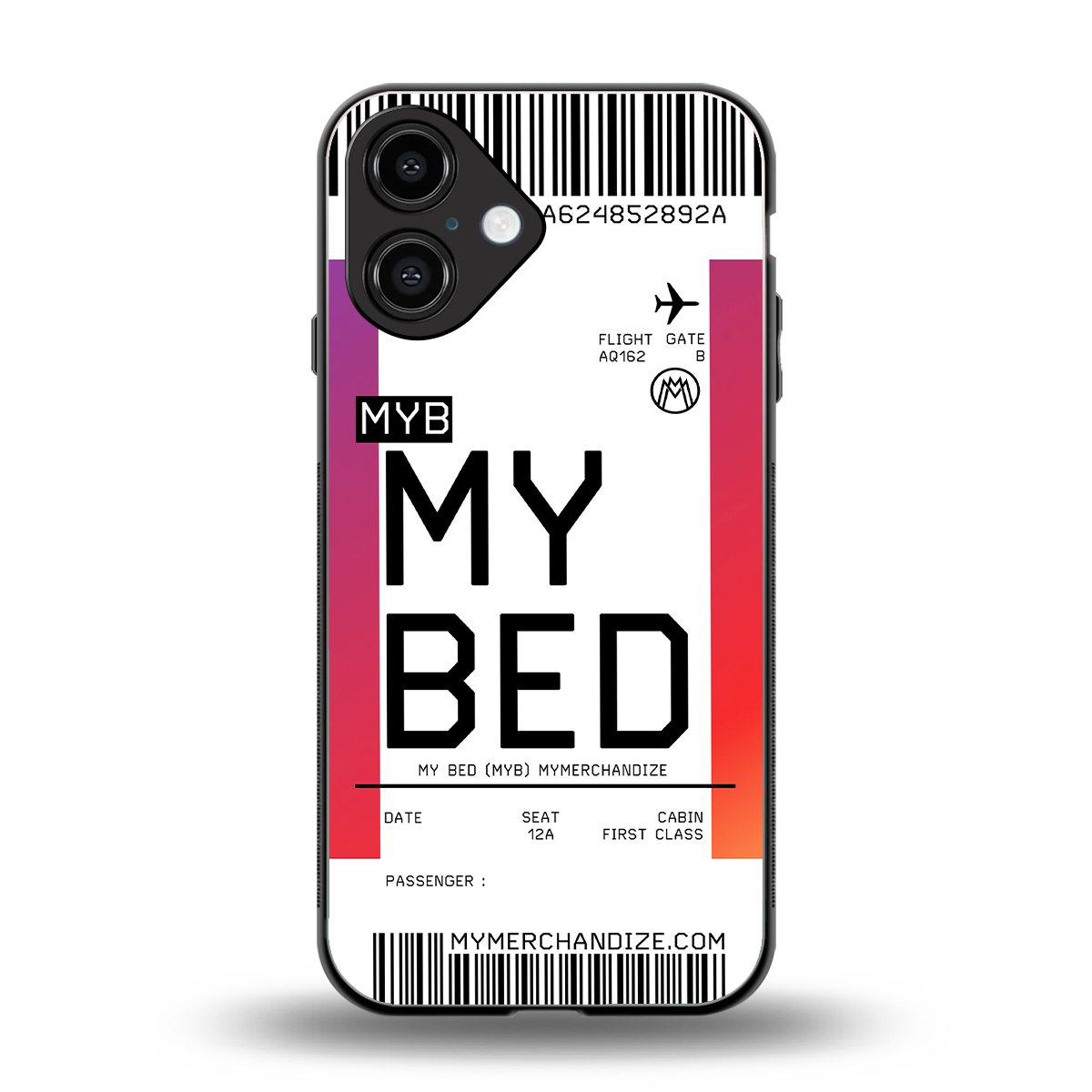 my bed boarding pass ticket back phone cover | glass case for iphone 16