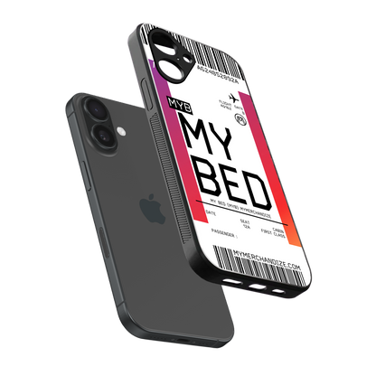 my bed boarding pass ticket back phone cover | glass case for iphone 16