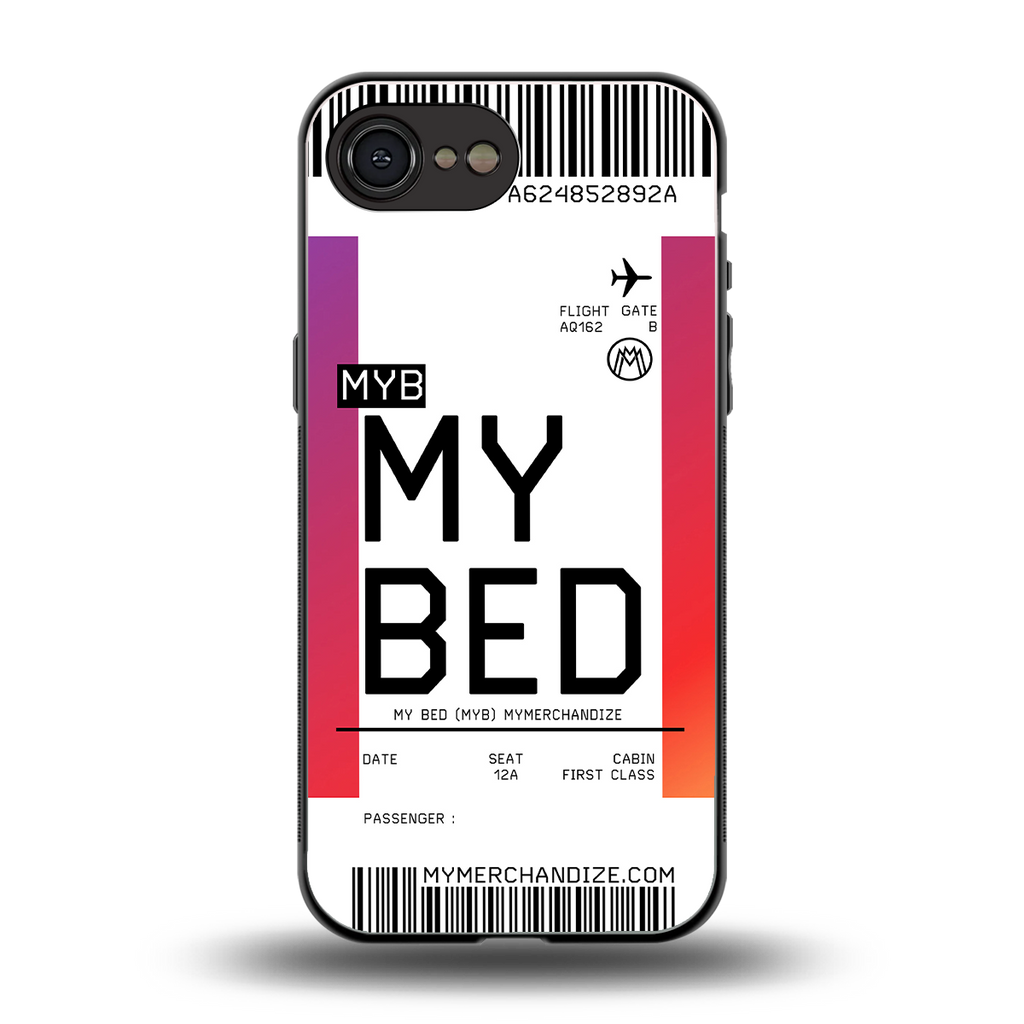 my bed boarding pass ticket back phone cover | glass case for iphone 16e