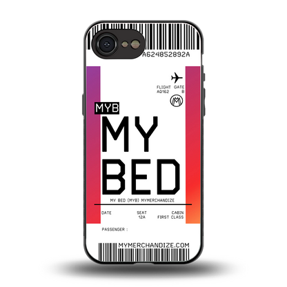 my bed boarding pass ticket back phone cover | glass case for iphone 16e