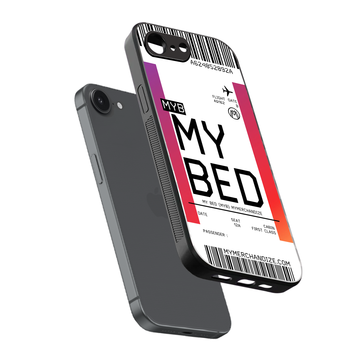 my bed boarding pass ticket back phone cover | glass case for iphone 16e