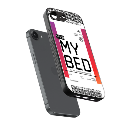 my bed boarding pass ticket back phone cover | glass case for iphone 16e