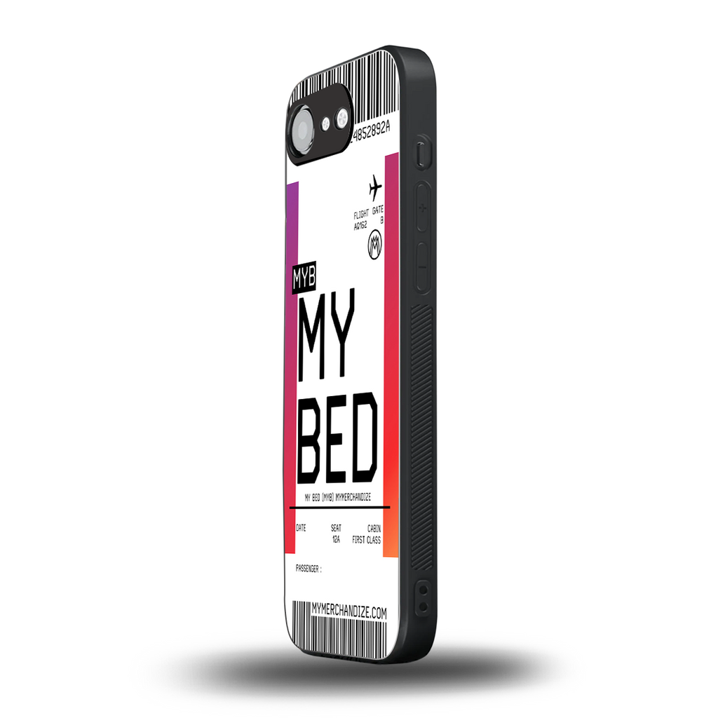 my bed boarding pass ticket back phone cover | glass case for iphone 16e