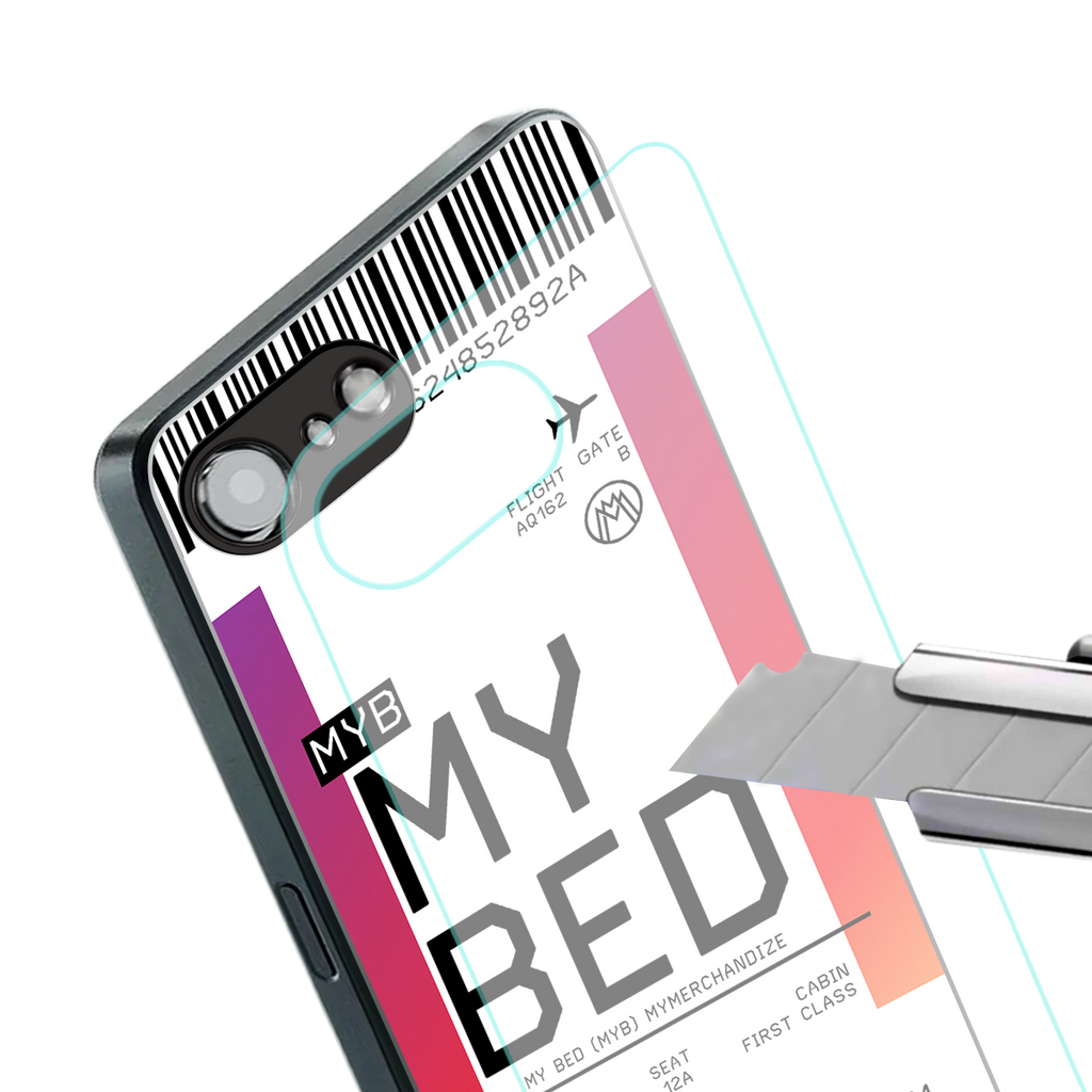 my bed boarding pass ticket back phone cover | glass case for iphone 16e