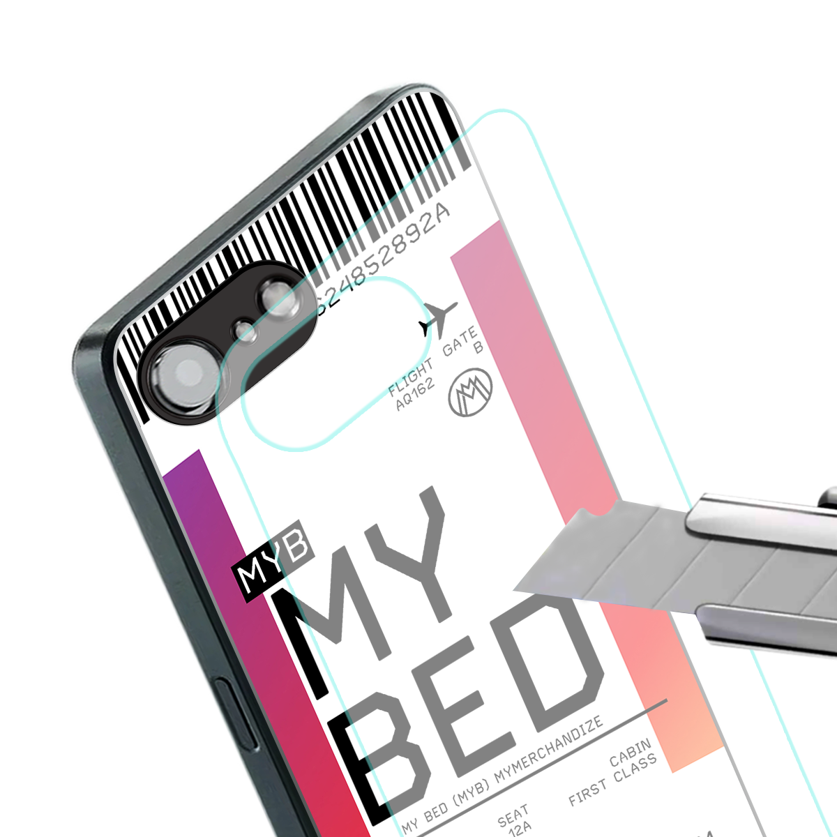 my bed boarding pass ticket back phone cover | glass case for iphone 16e