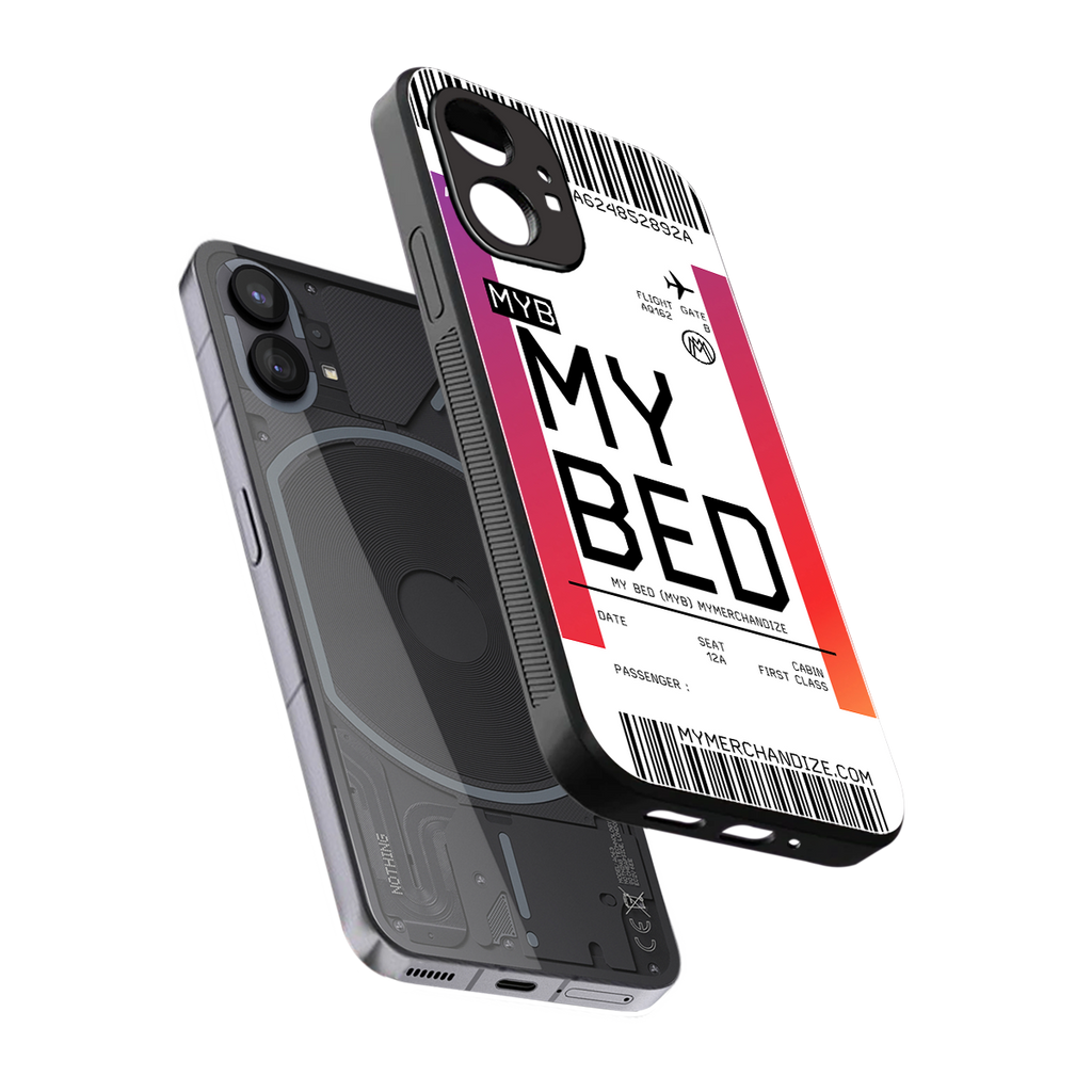 my bed boarding pass ticket back phone cover | glass case for nothing phone 1