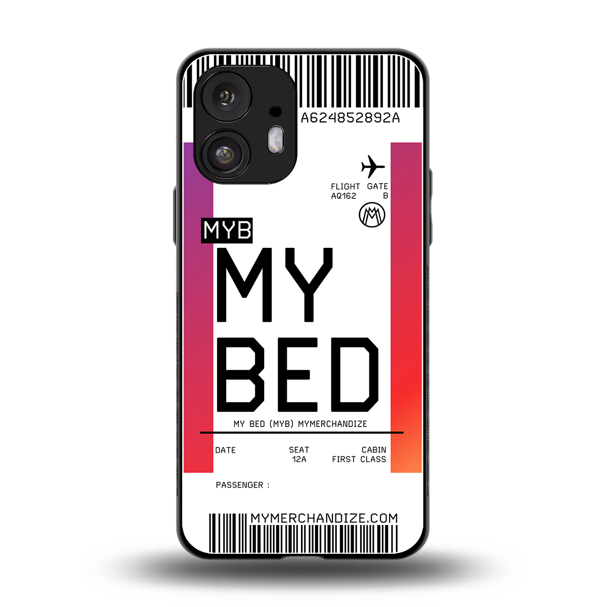 my bed boarding pass ticket back phone cover | glass case for nothing phone 2