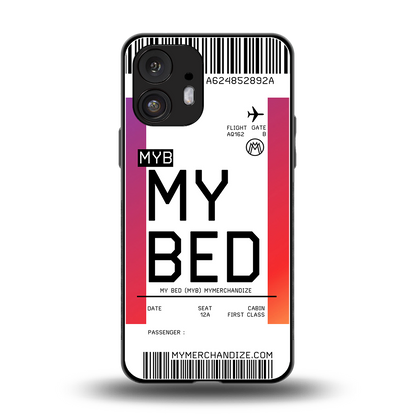 my bed boarding pass ticket back phone cover | glass case for nothing phone 2