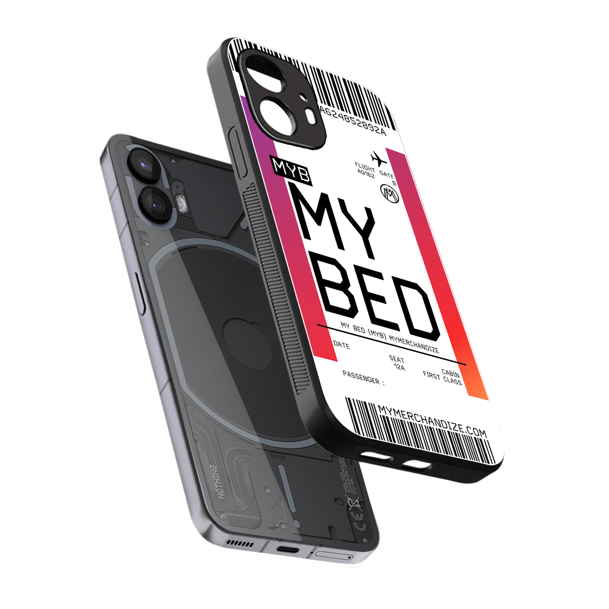my bed boarding pass ticket back phone cover | glass case for nothing phone 2