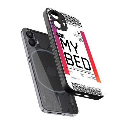 my bed boarding pass ticket back phone cover | glass case for nothing phone 2
