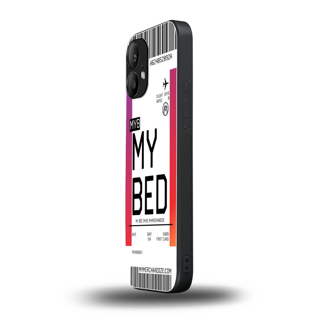 my bed boarding pass ticket back phone cover | glass case for nothing phone 2