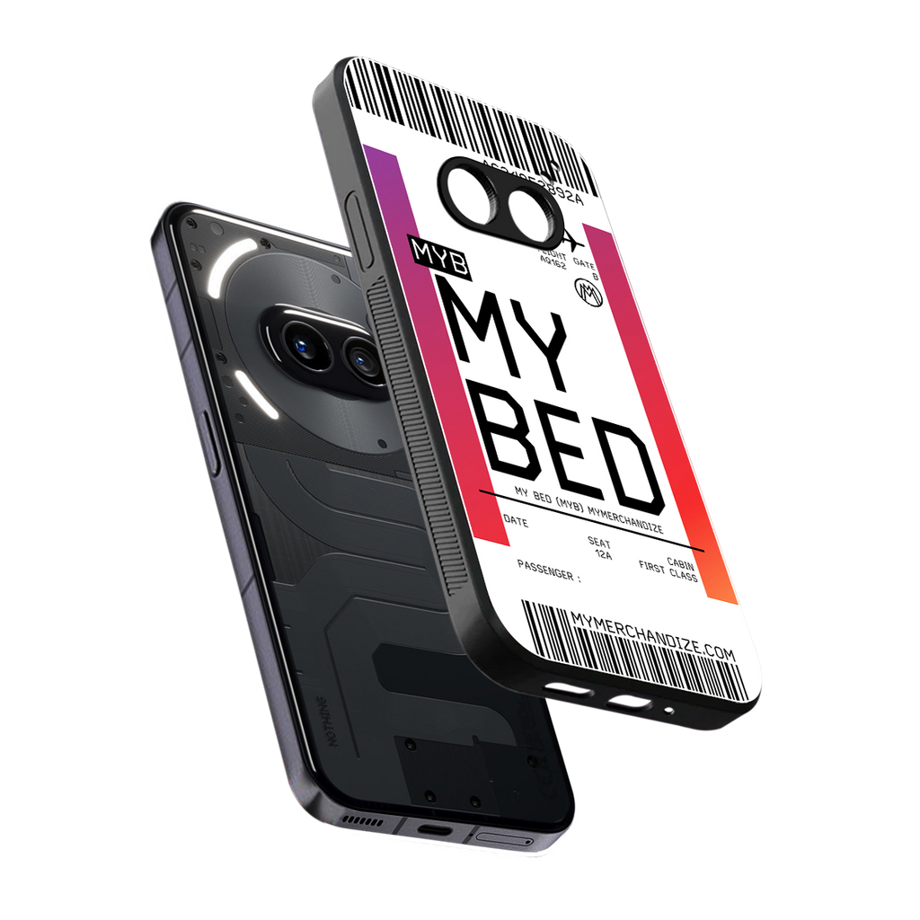 my bed boarding pass ticket back phone cover | glass case for nothing phone 2a