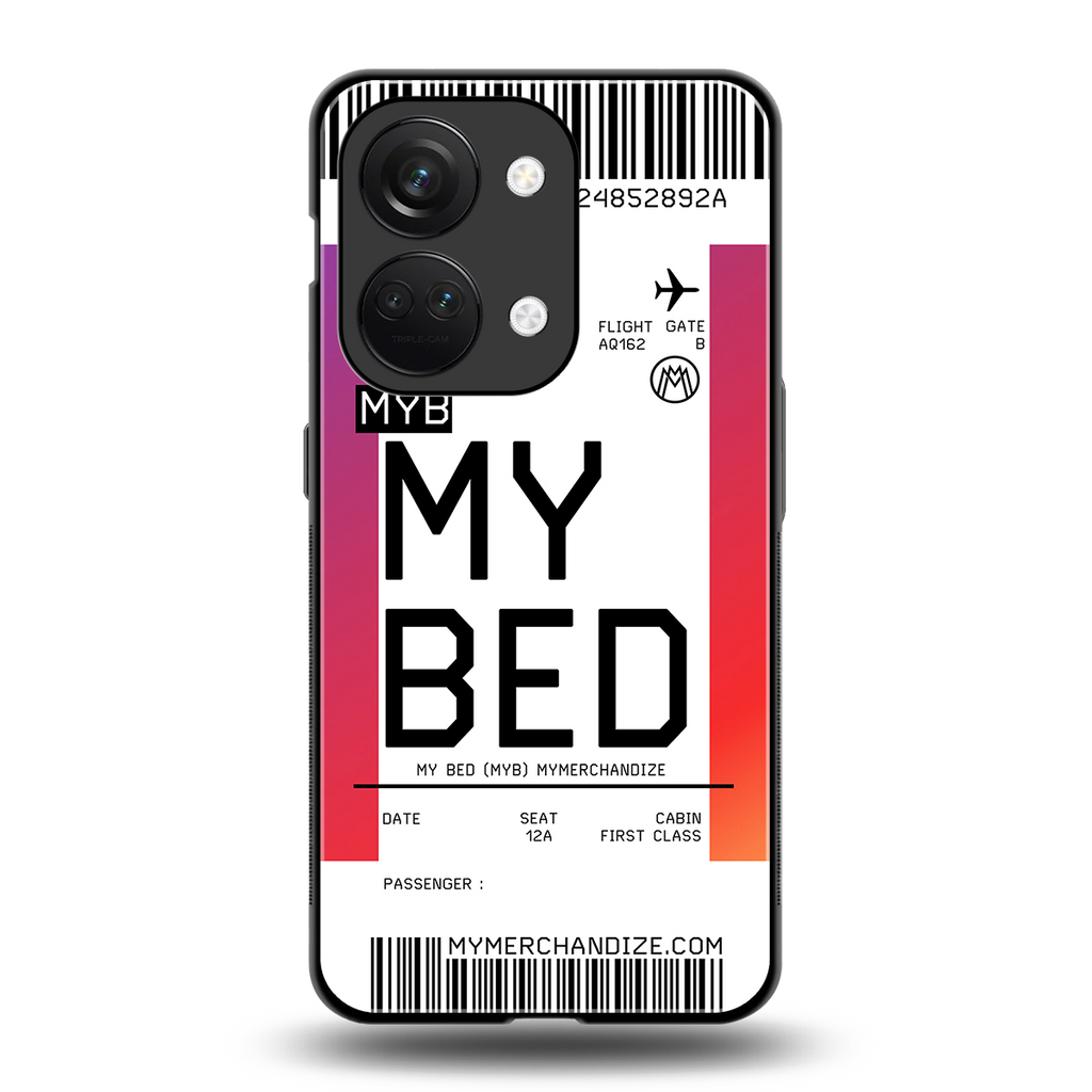 my bed boarding pass ticket back phone cover | glass case for oneplus nord 3