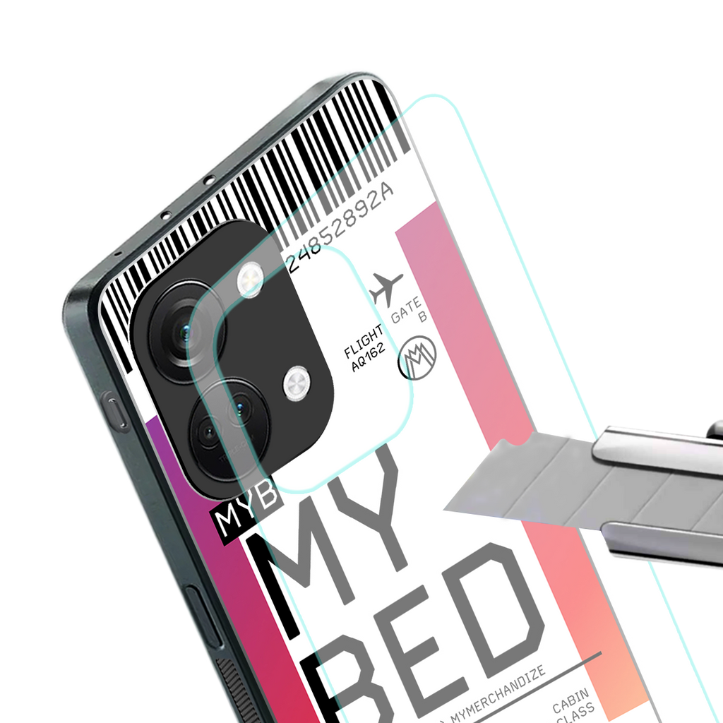 my bed boarding pass ticket back phone cover | glass case for oneplus nord 3