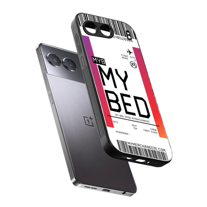my bed boarding pass ticket back phone cover | glass case for oneplus nord 4