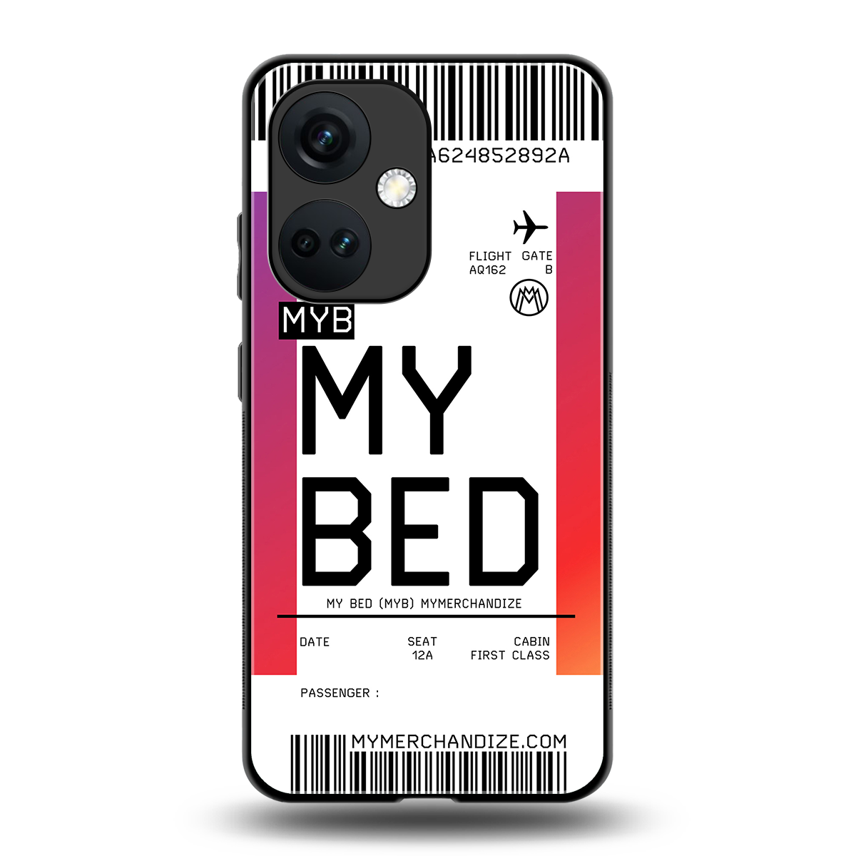 my bed boarding pass ticket back phone cover | glass case for oneplus nord ce 3