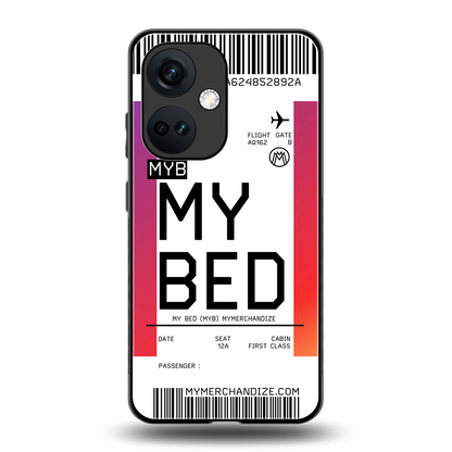 my bed boarding pass ticket back phone cover | glass case for oneplus nord ce 3