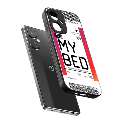 my bed boarding pass ticket back phone cover | glass case for oneplus nord ce 3