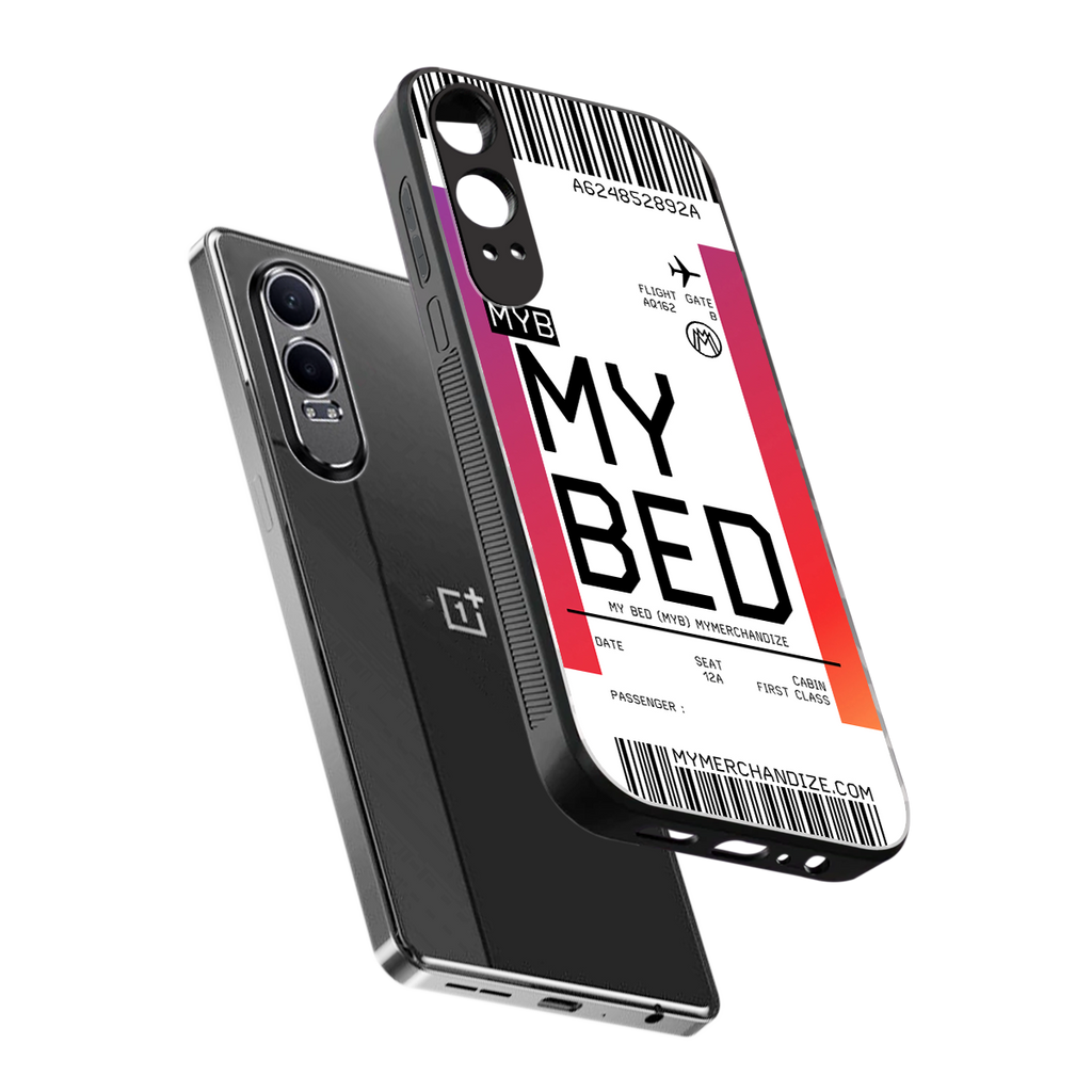 my bed boarding pass ticket back phone cover | glass case for oneplus nord ce 4 lite