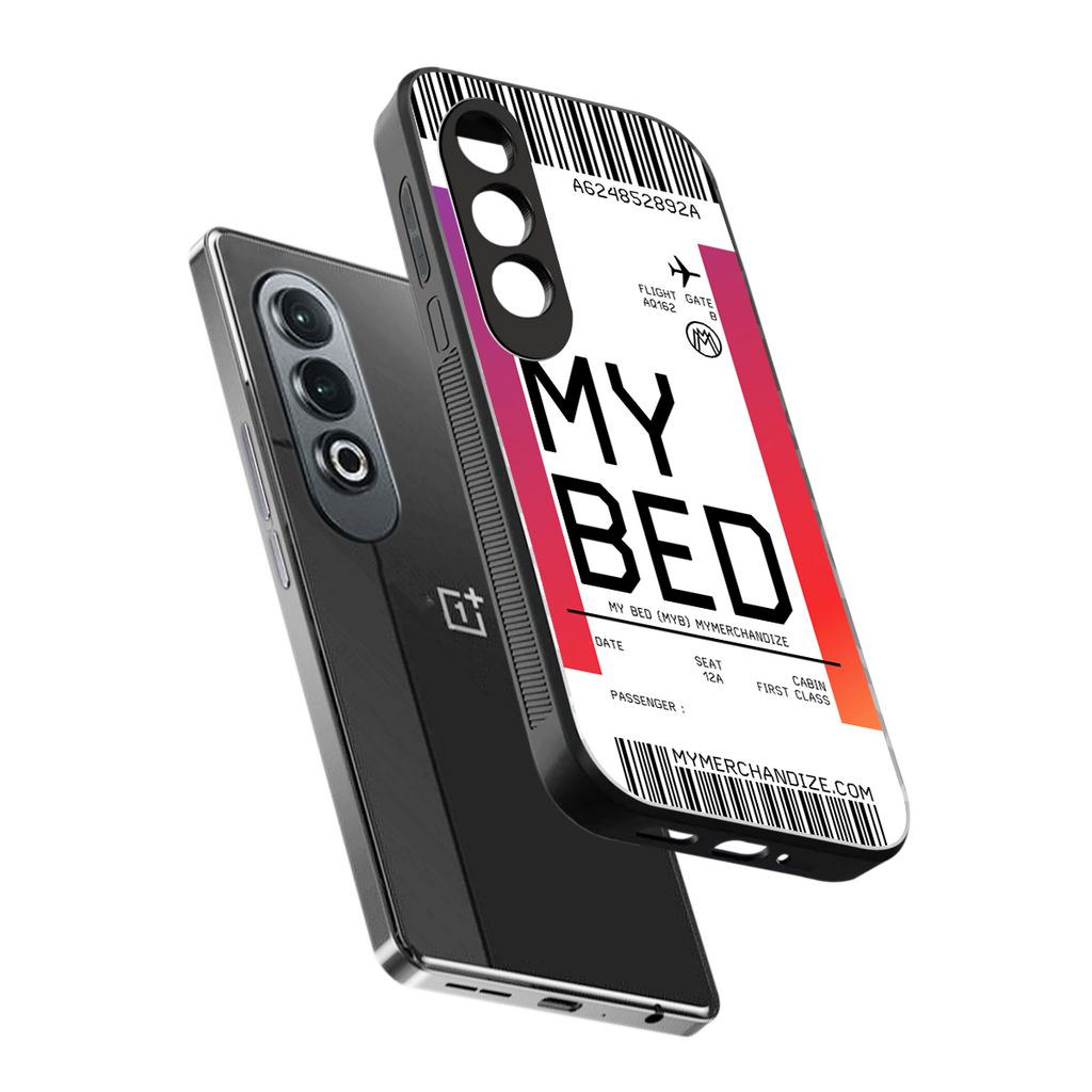 my bed boarding pass ticket back phone cover | glass case for oneplus nord ce 4