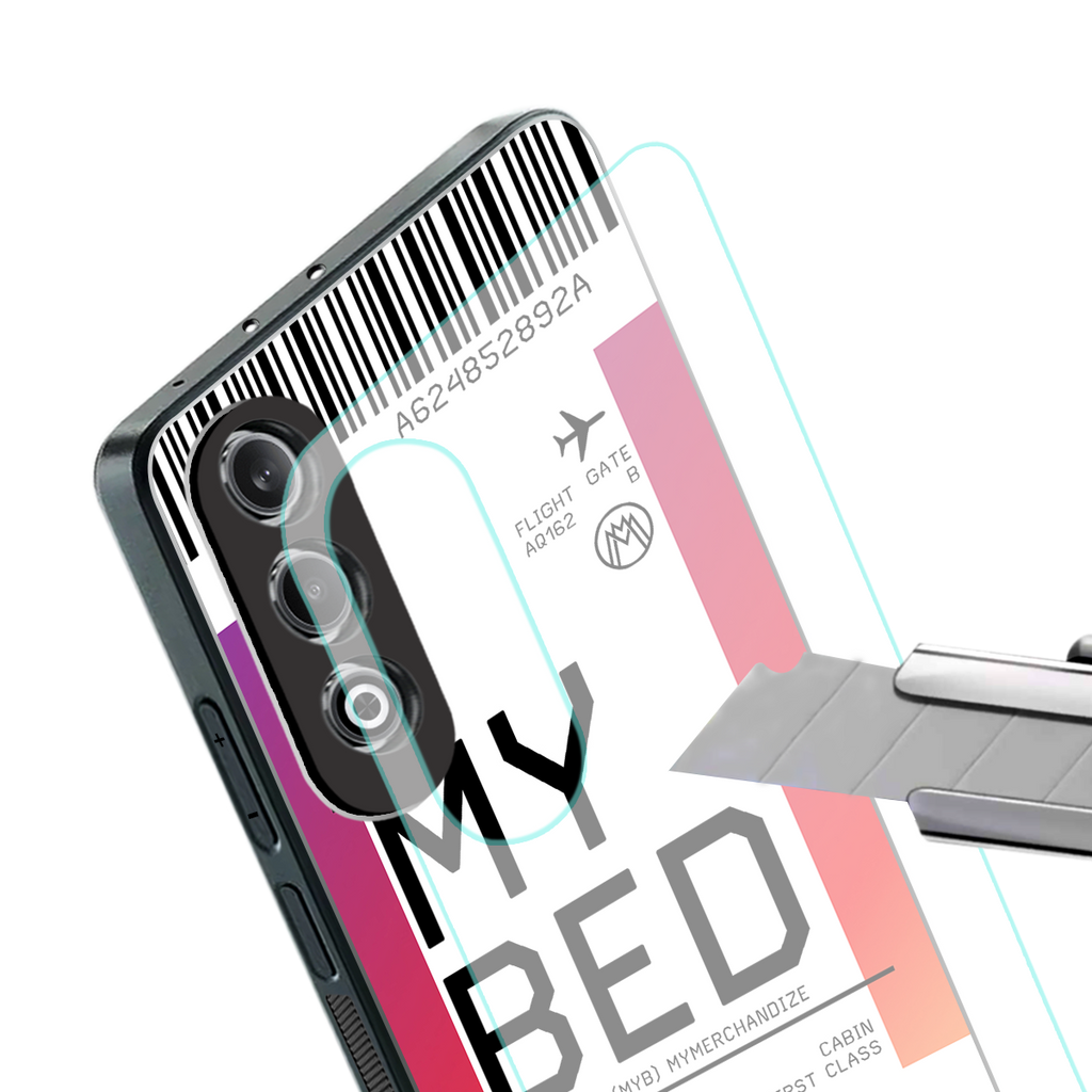 my bed boarding pass ticket back phone cover | glass case for oneplus nord ce 4