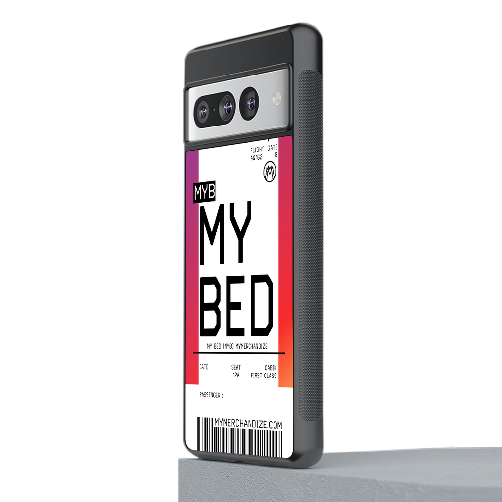 my bed boarding pass ticket back phone cover | glass case for google pixel 7 pro