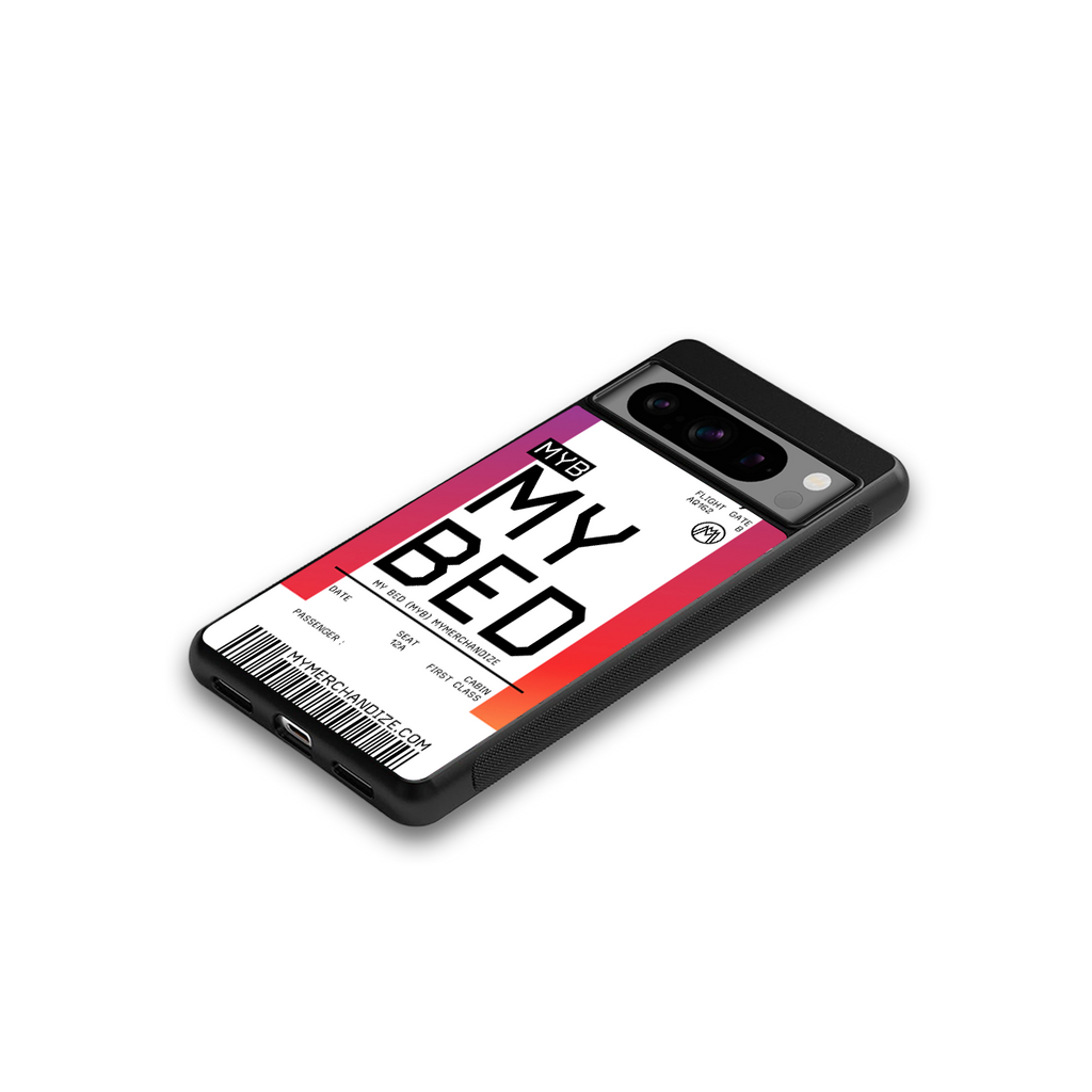 my bed boarding pass ticket back phone cover | glass case for google pixel 8 pro