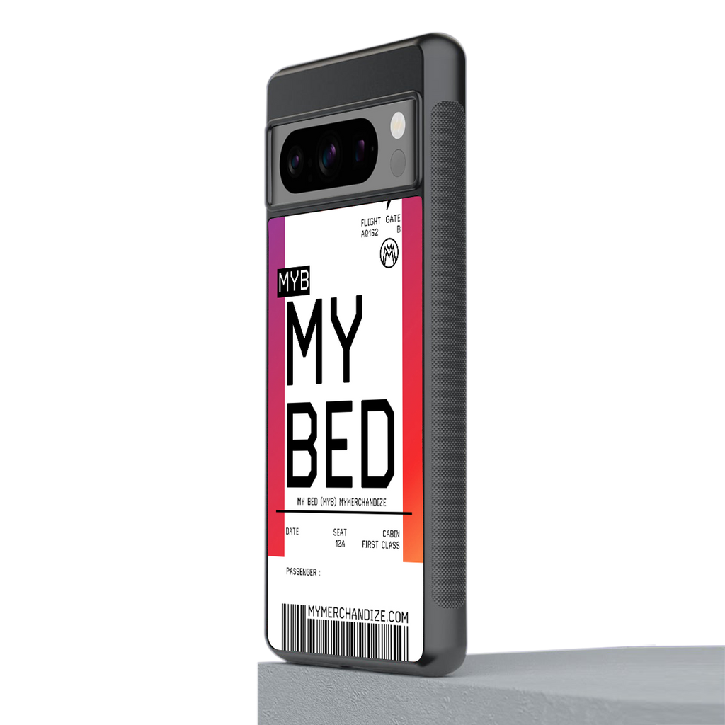 my bed boarding pass ticket back phone cover | glass case for google pixel 8 pro