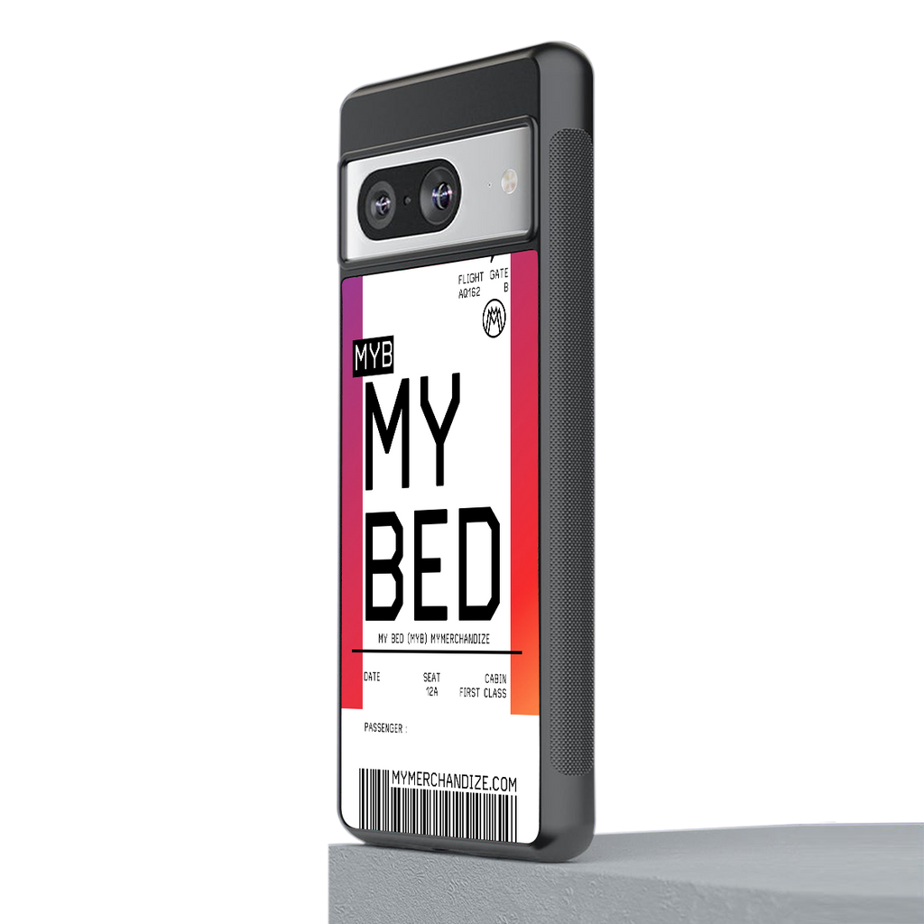 my bed boarding pass ticket back phone cover | glass case for Google Pixel 8
