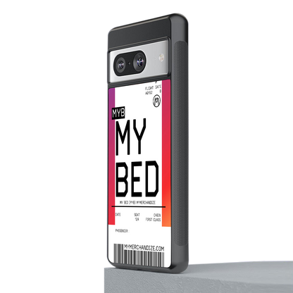 my bed boarding pass ticket back phone cover | glass case for Google Pixel 8