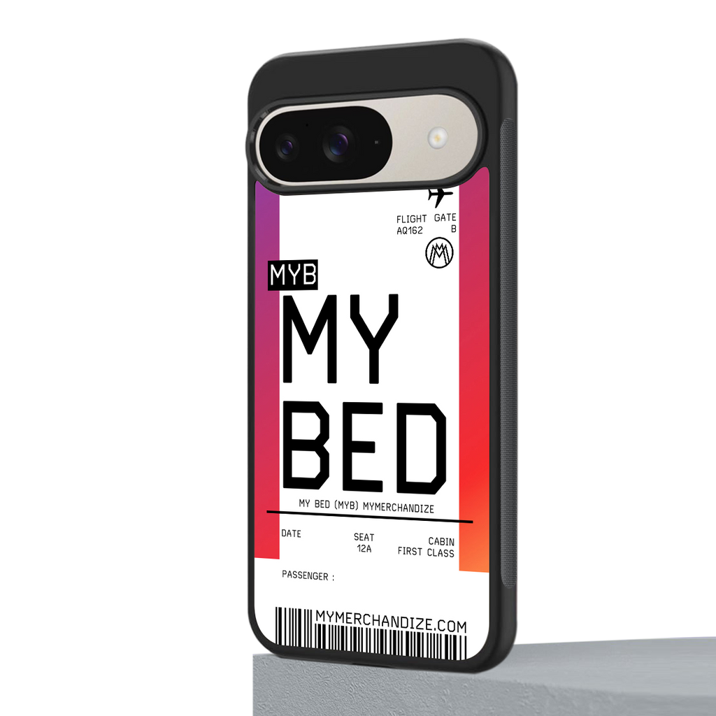 my bed boarding pass ticket back phone cover | glass case for google pixel 9