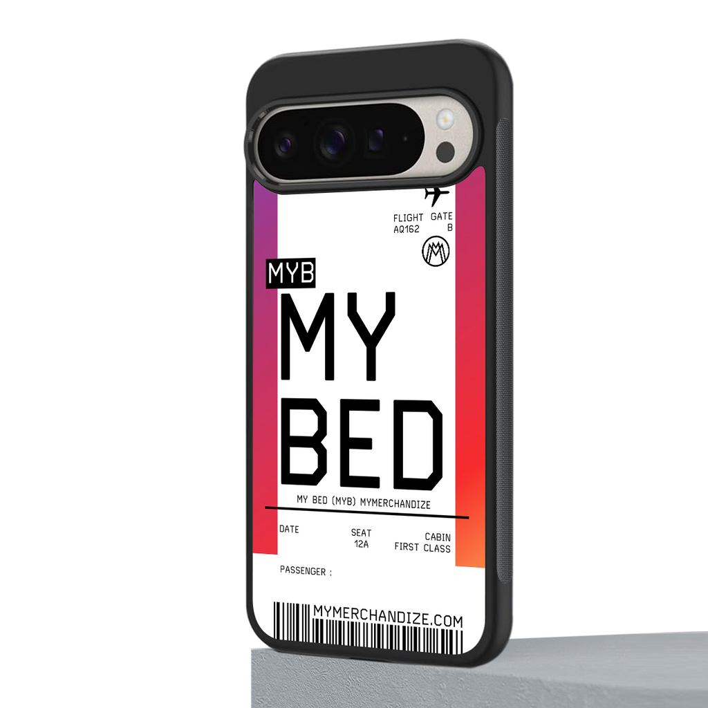 my bed boarding pass ticket back phone cover | glass case for google pixel 9 pro