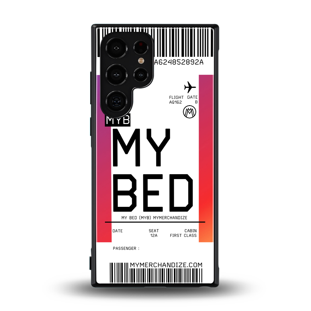 my bed boarding pass ticket back phone cover | glass case for samsung galaxy s24 ultra