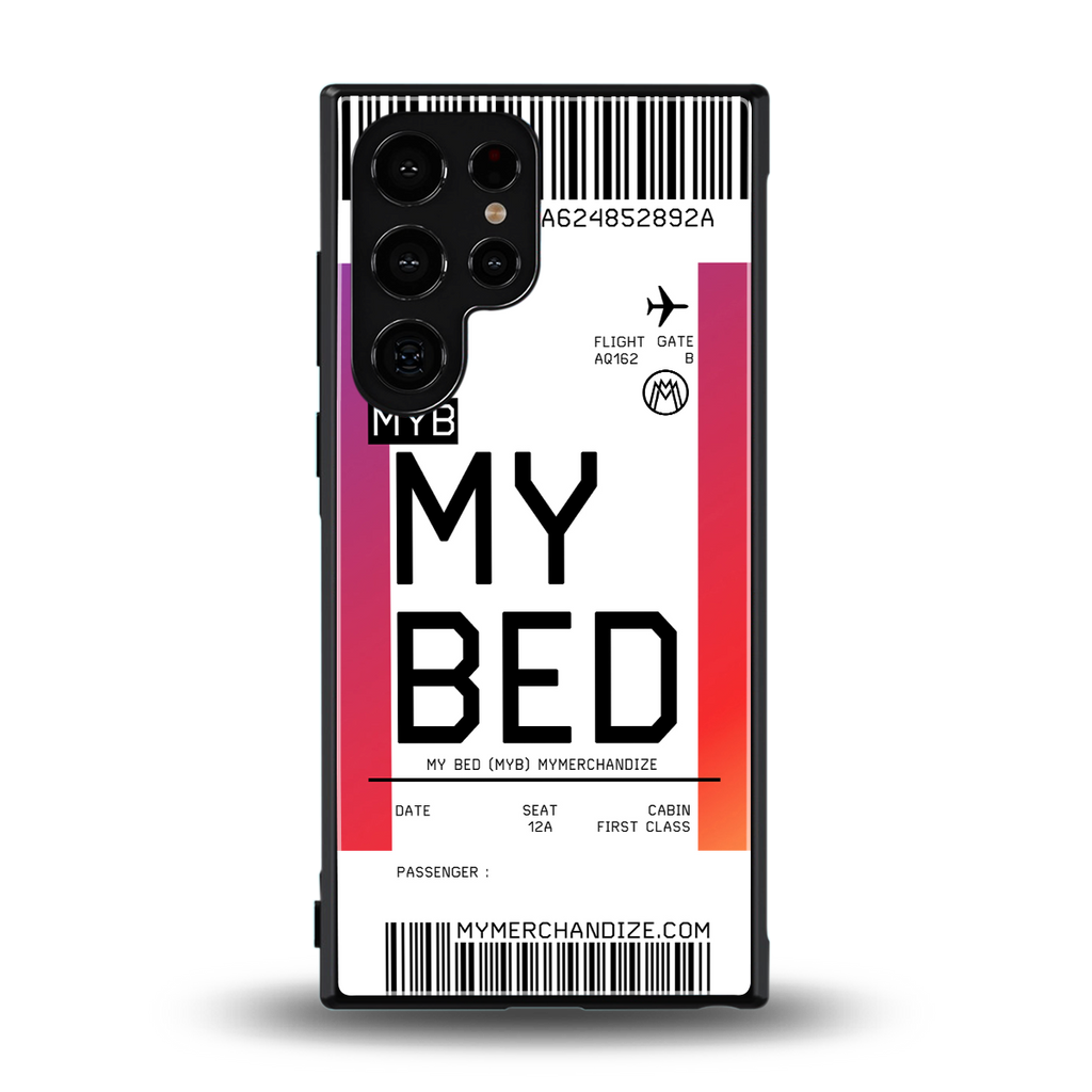 my bed boarding pass ticket back phone cover | glass case for samsung galaxy s23 ultra