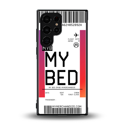 my bed boarding pass ticket back phone cover | glass case for samsung galaxy s23 ultra